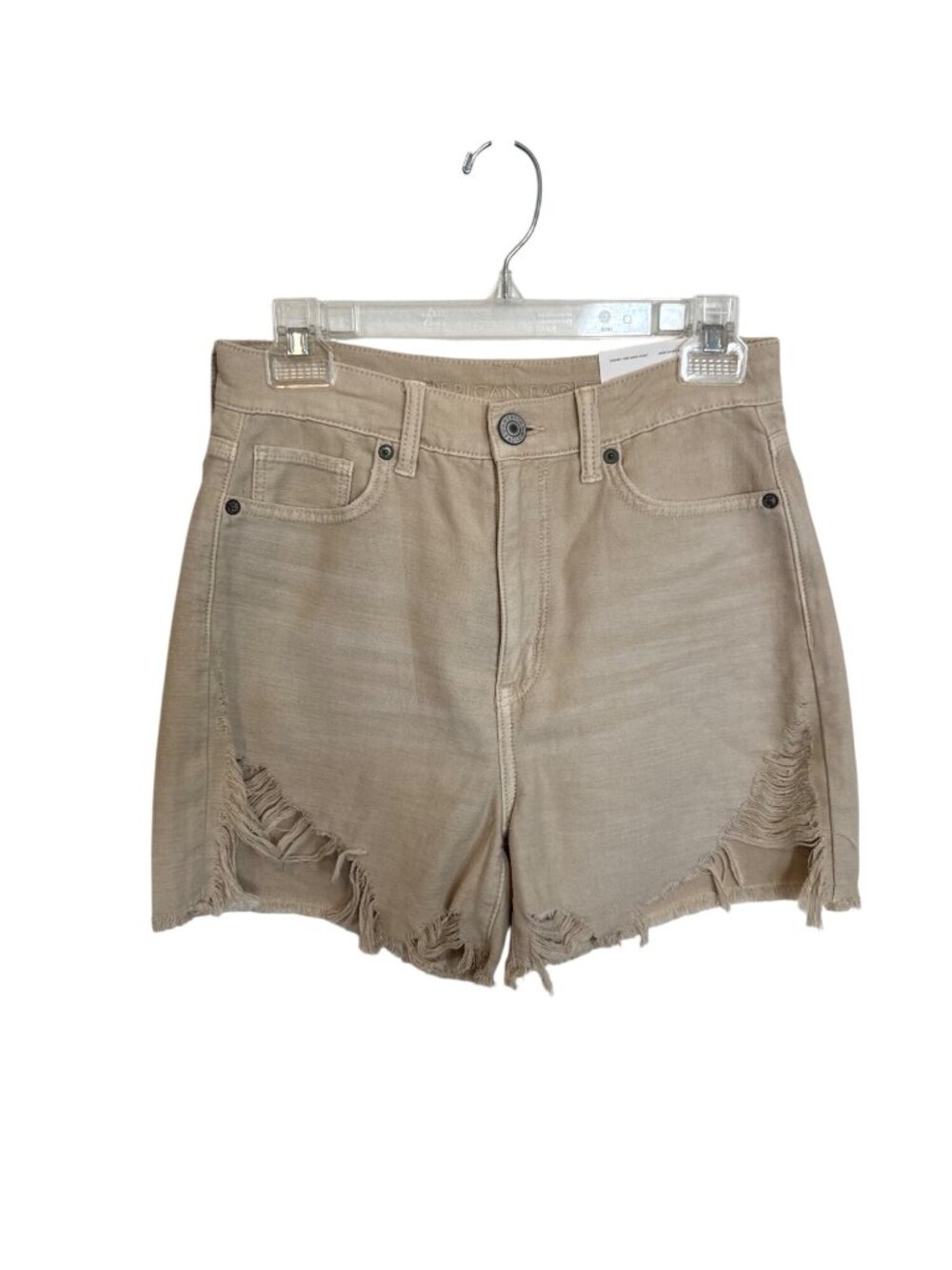 NEW American Eagle Outfitters Highest Rise Mom Shorts Size 4 Beige Distressed